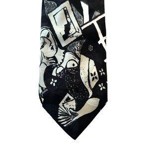 Stefano Milano Rare Vintage Tie Grayscale Female Bosom